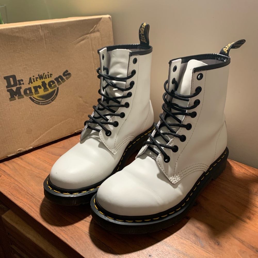 Dr martens white lace up boots